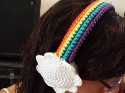 rainbow with clouds headphones cover